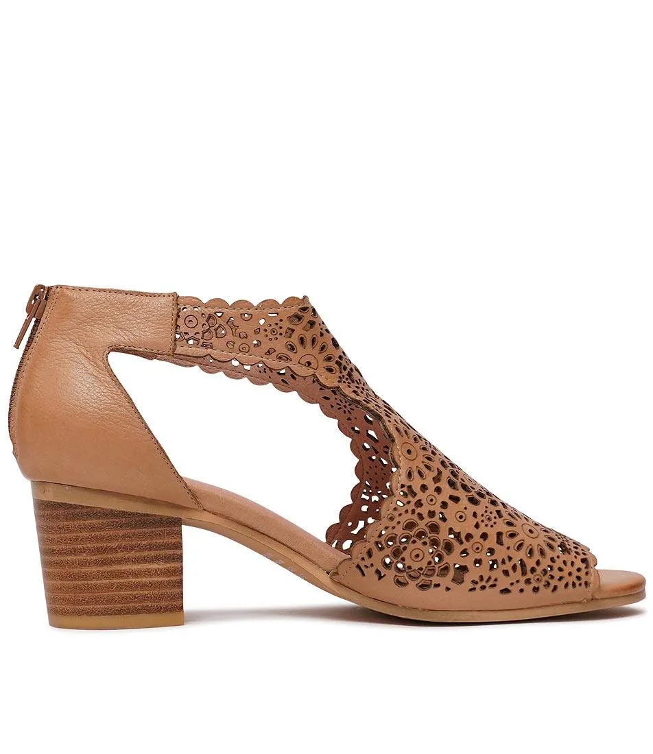 Bames Dark Tan Leather Heels