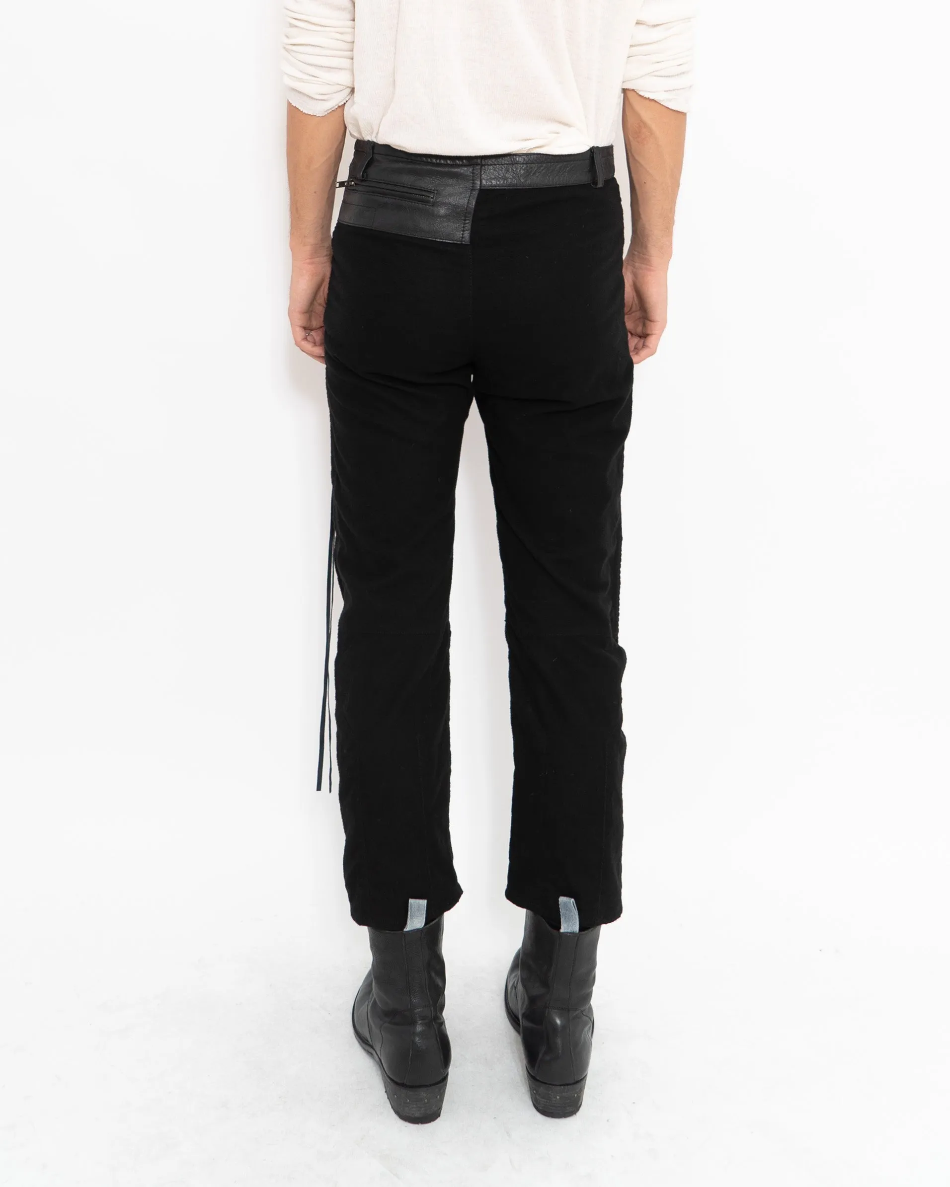 FW17 Black Leather Patched Biker Trousers Sample