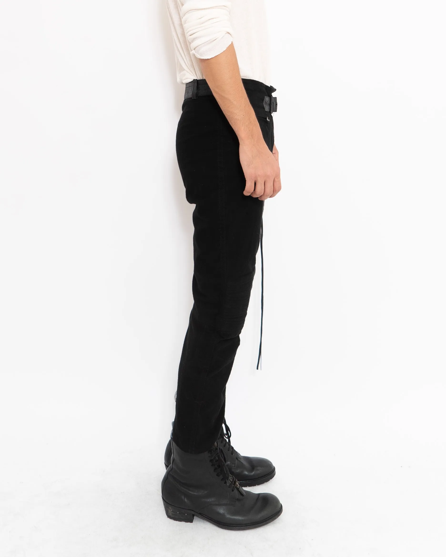 FW17 Black Leather Patched Biker Trousers Sample