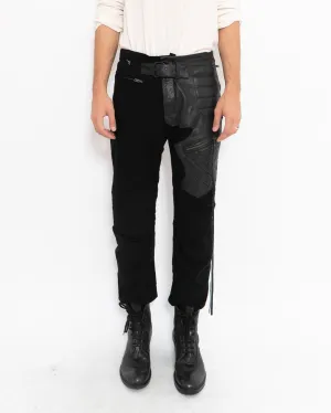 FW17 Black Leather Patched Biker Trousers Sample