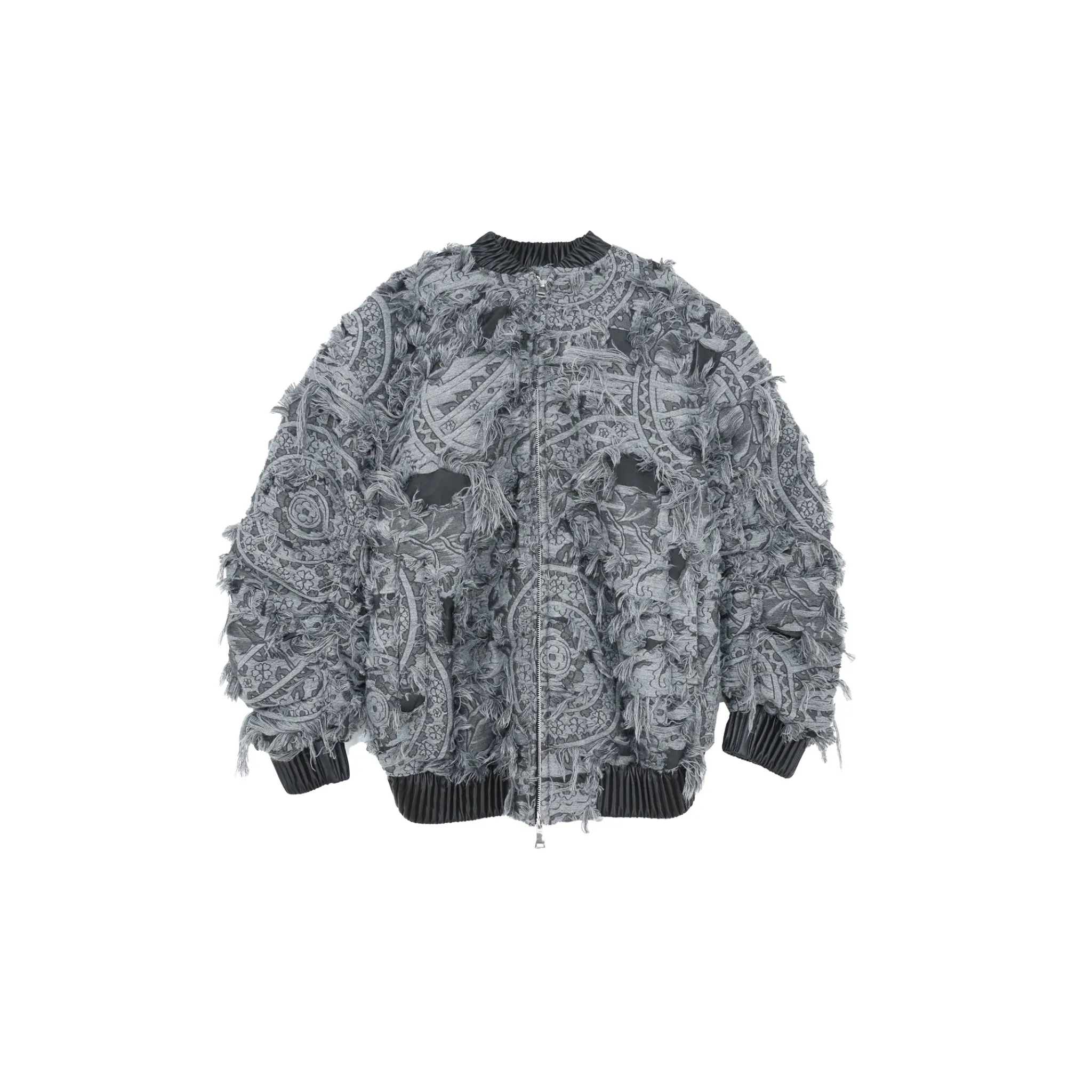 Heavy Brushed Jacquard Cotton Jacket in Black